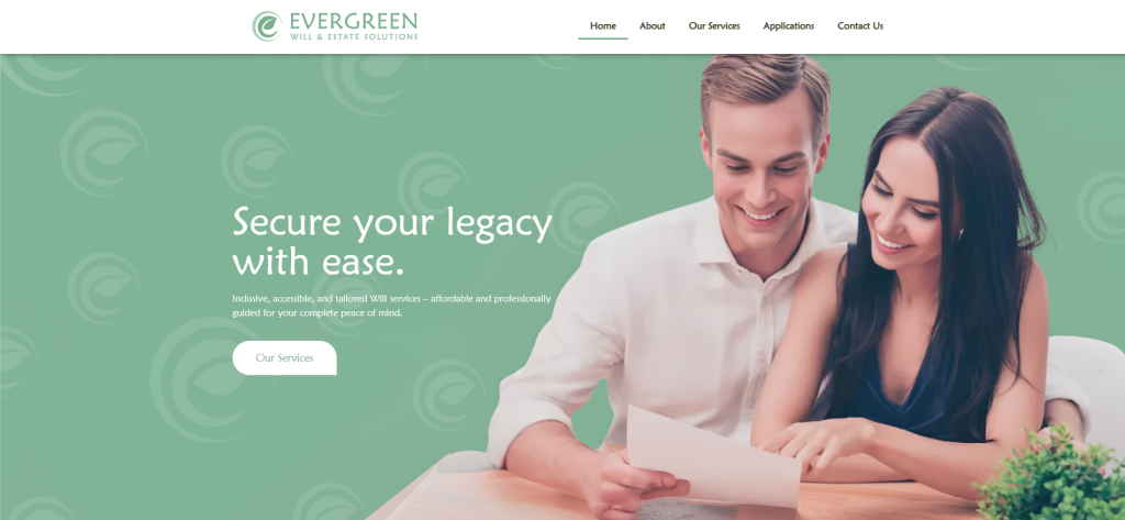 evergreen website designed by newperspective design